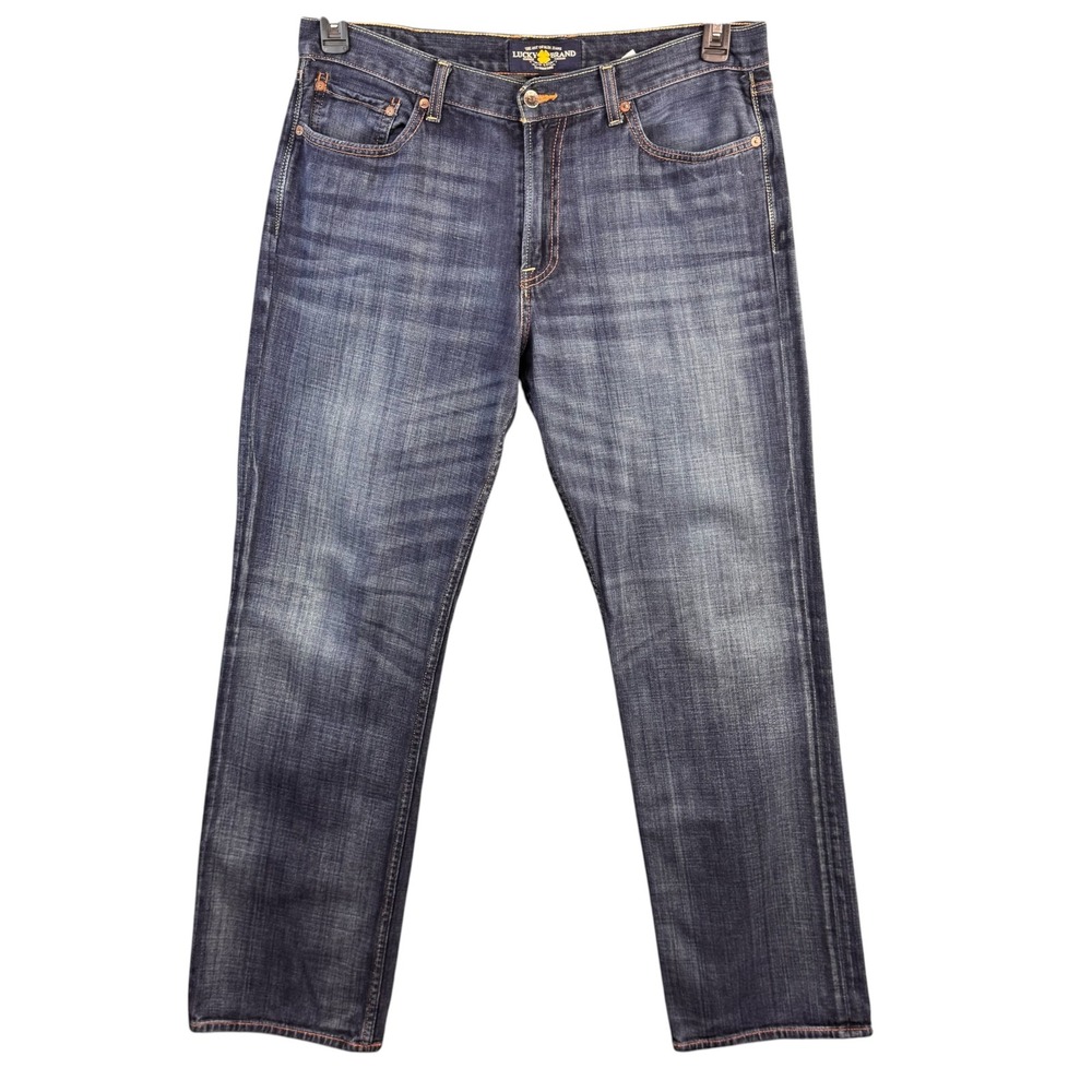 Lucky Brand 361 Vintage Straight Jeans Mens 34x32 Dark Wash Blue 100% Cotton